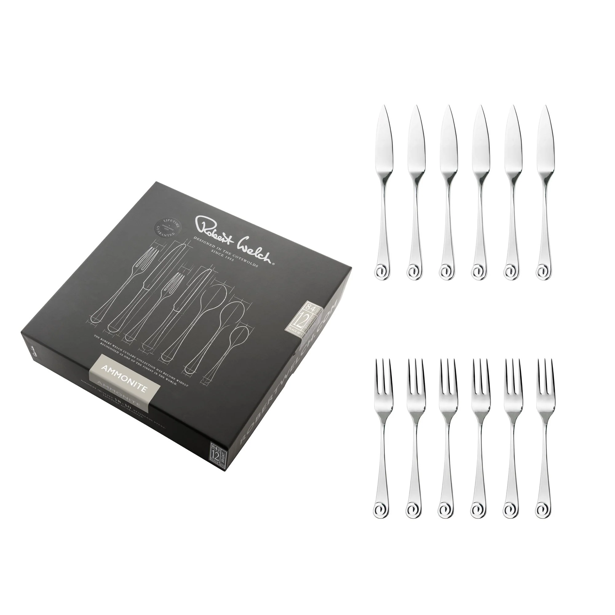 Ammonite Bright Cutlery Set, 54 Piece for 6 People - Includes 6 Sets of Fish Knives and Forks - Image 3