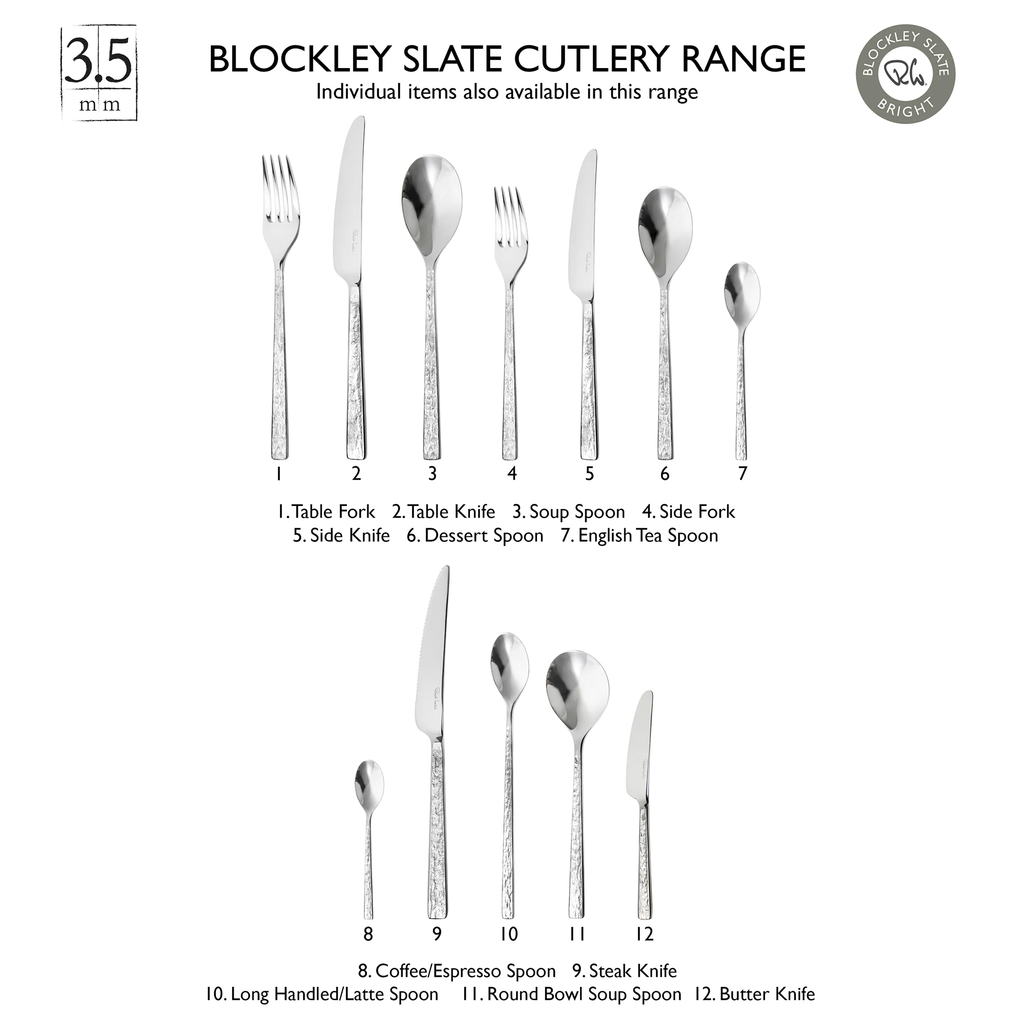 Blockley Slate Bright Coffee / Espresso Spoon, Set of 8 - Image 5