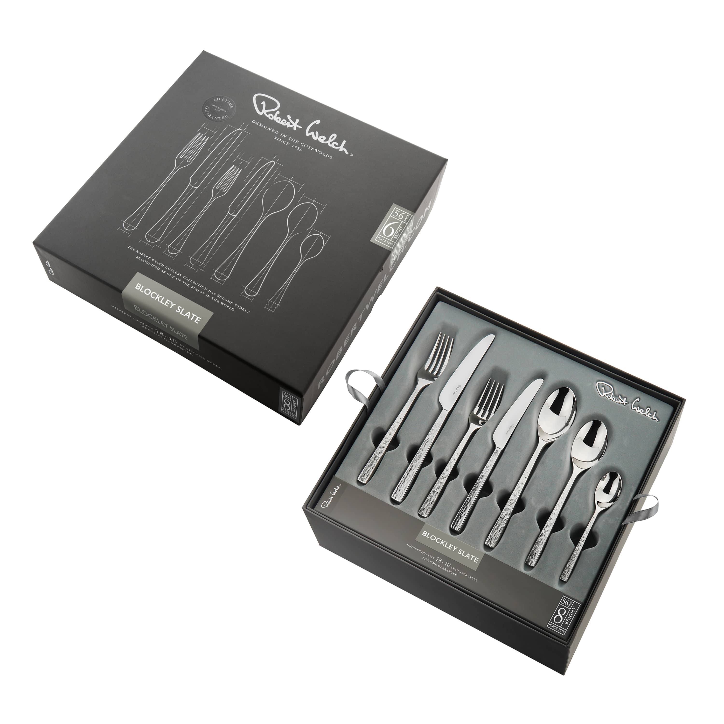 Blockley Slate Bright Cutlery Set, 56 Piece for 8 People - Image 3