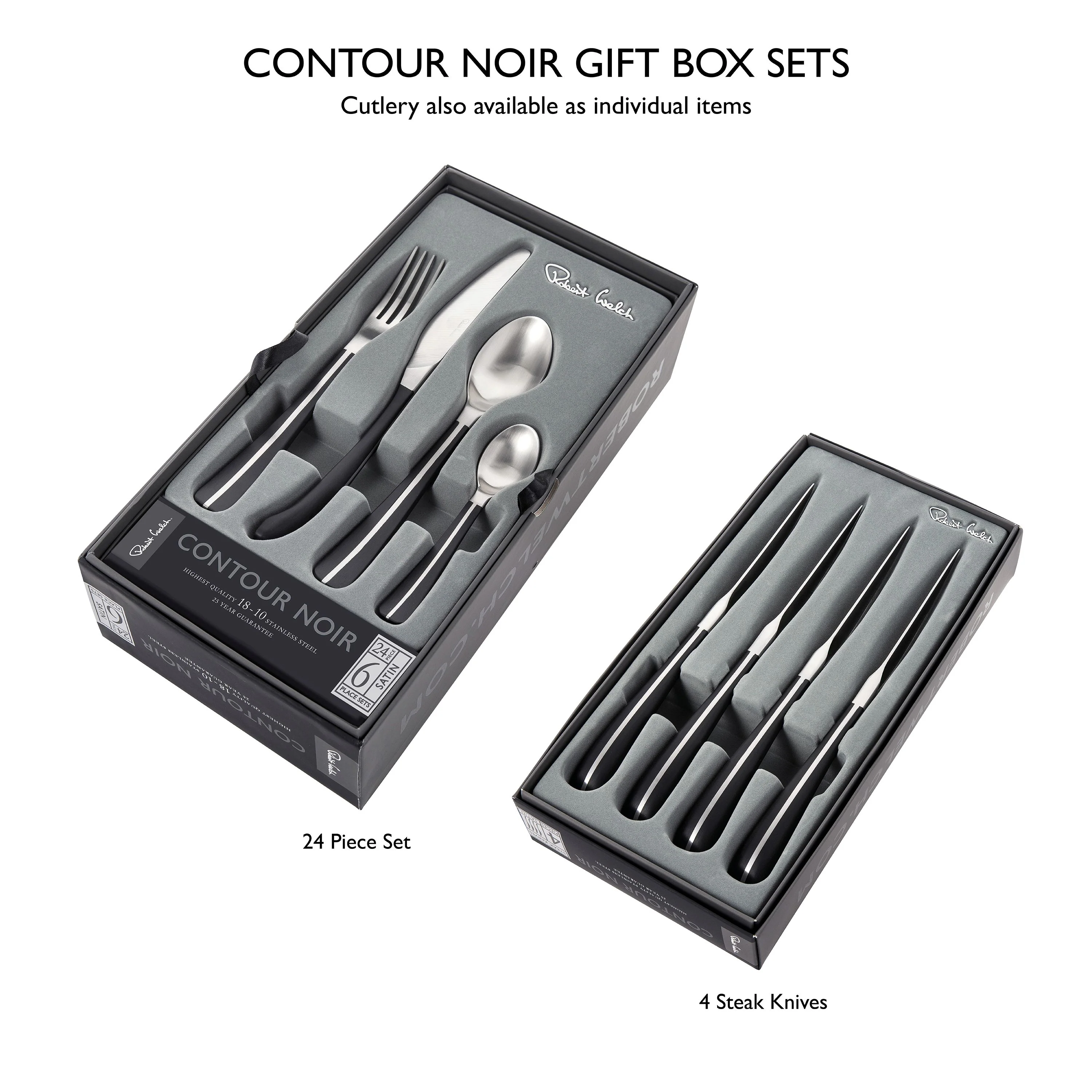 Contour Noir Satin Steak Knife, Set of 4 (Plain Edged) - Image 6
