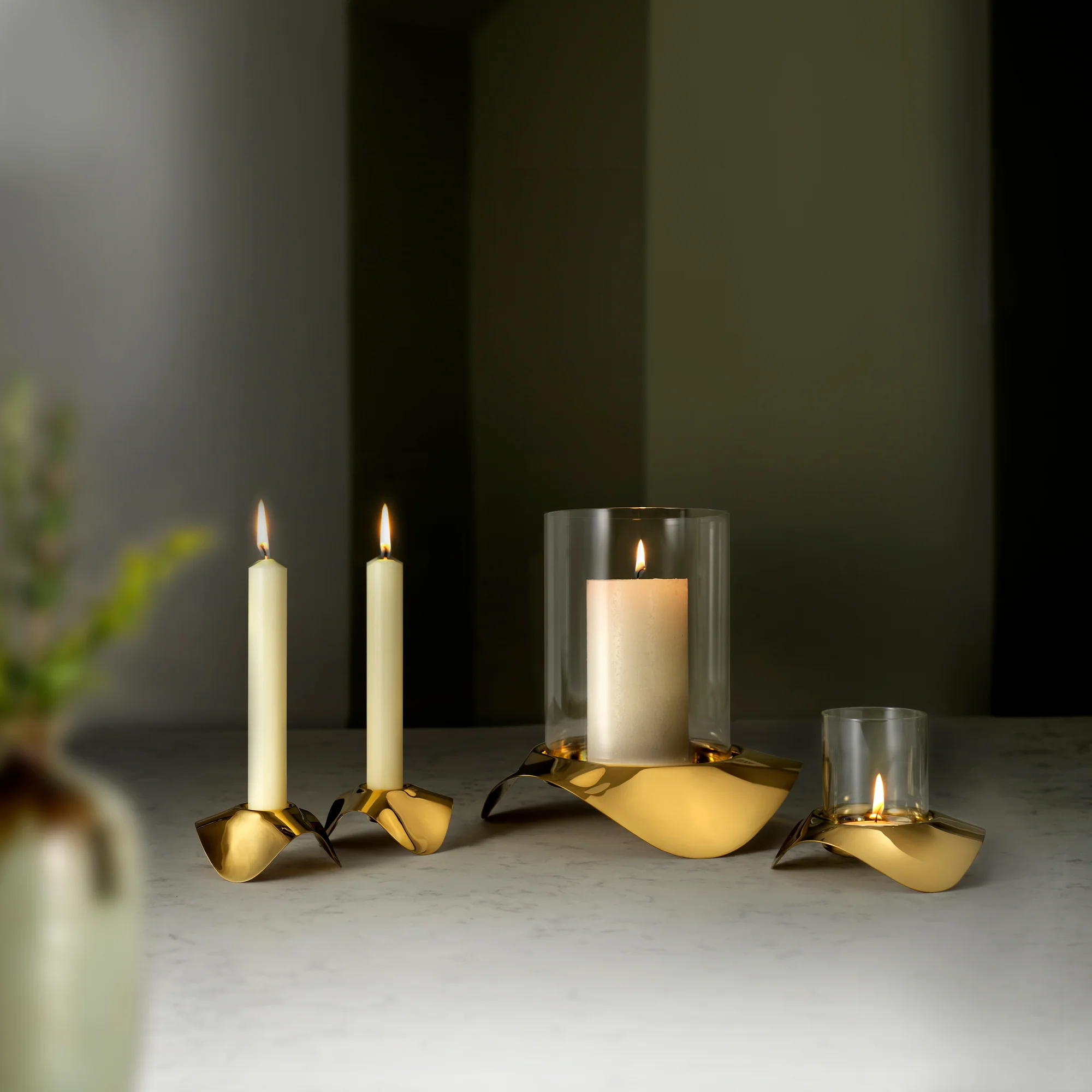 Drift Dawn Hurricane, Tealight and Candle Holder, Set of 3 - Image 2