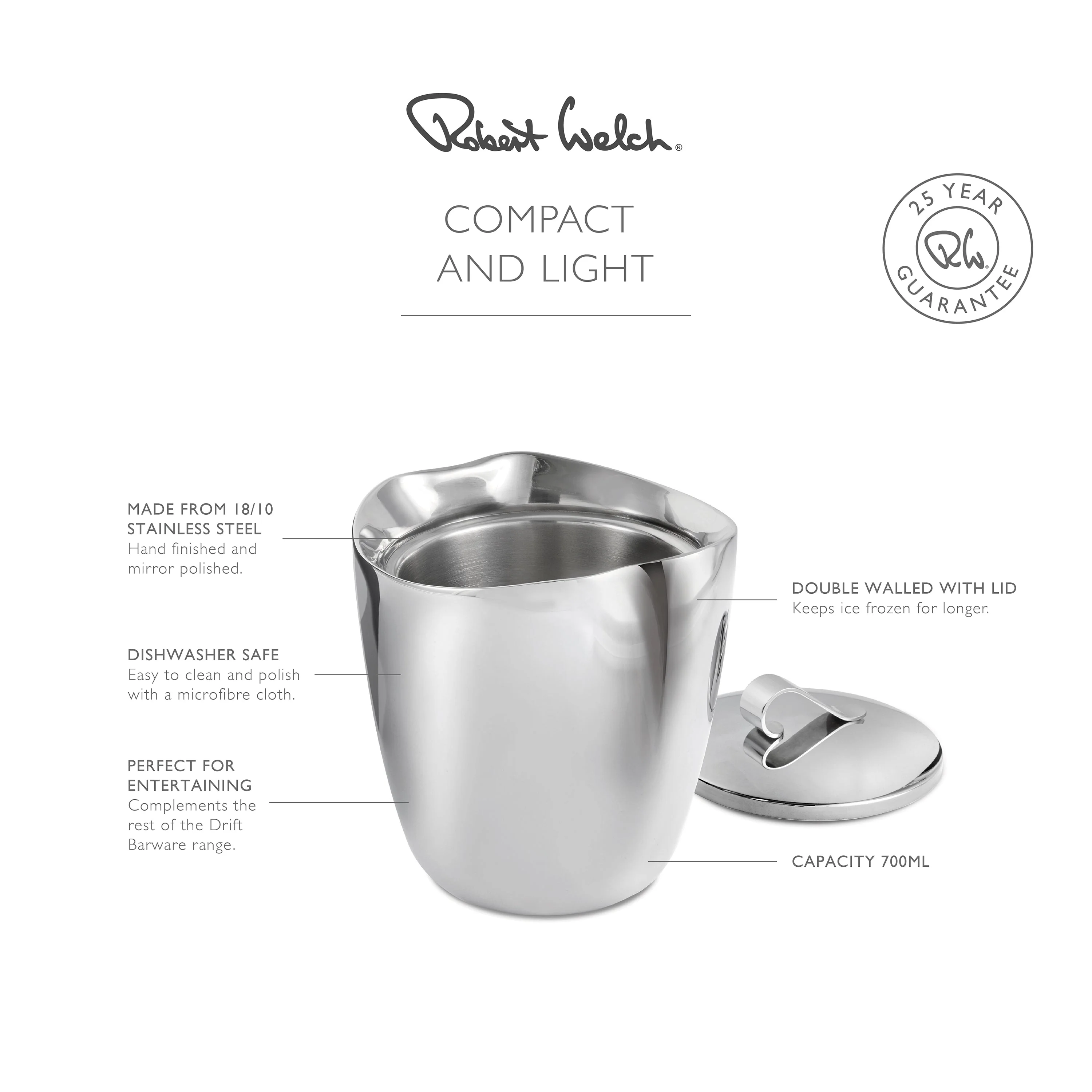 Drift Double Walled Ice Bucket with Bar Tongs - Image 3