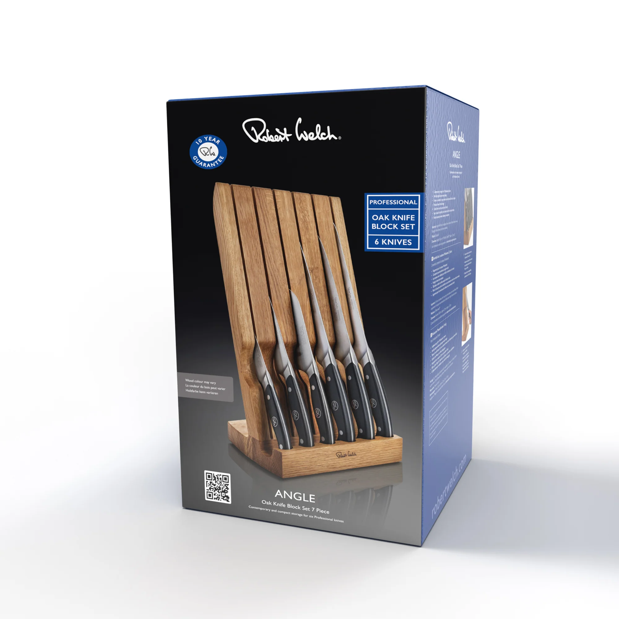 Professional Angle Oak Knife Block Set with Knife Sharpener - Image 3