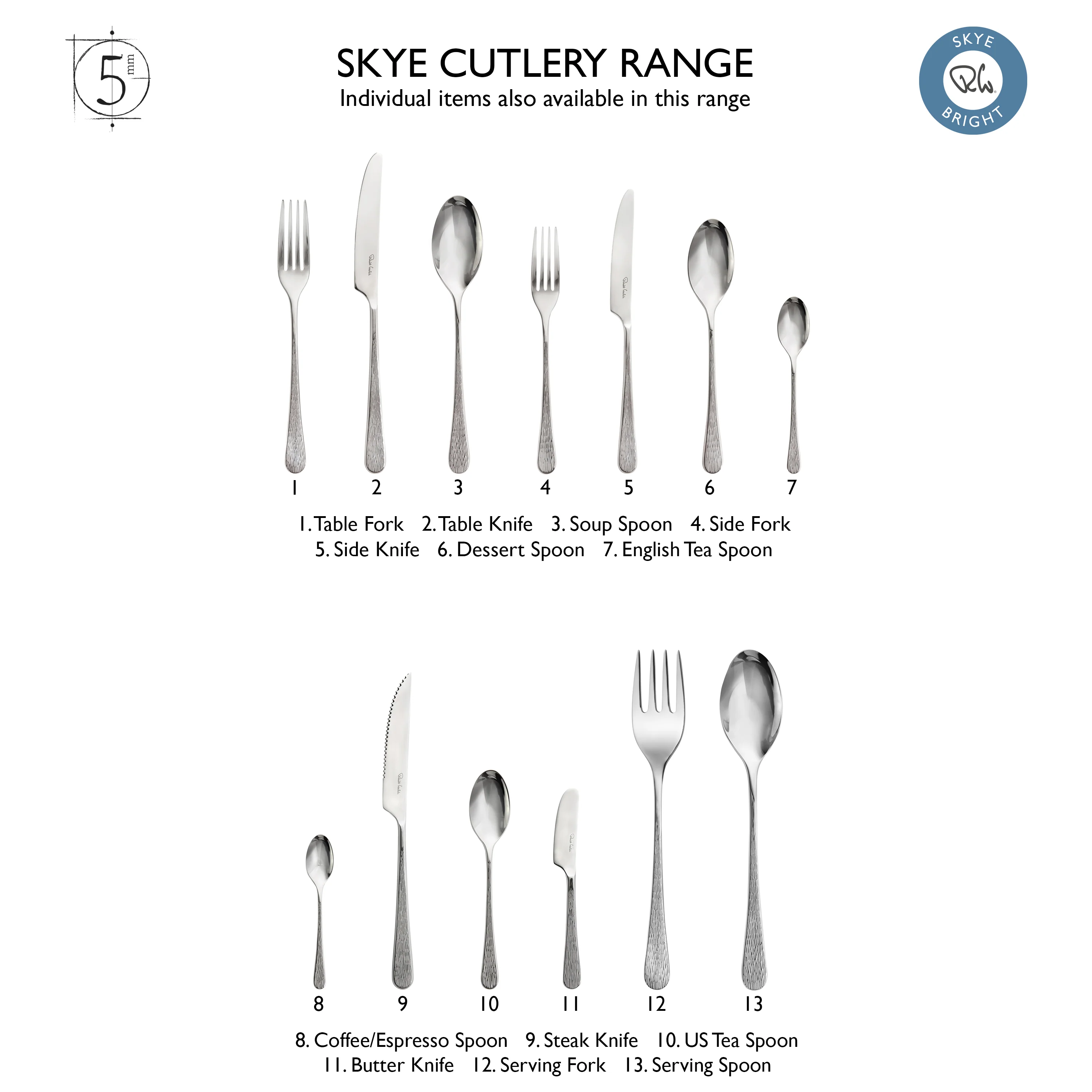 Skye Bright Cutlery Set, 84 Piece for 12 People - Image 5