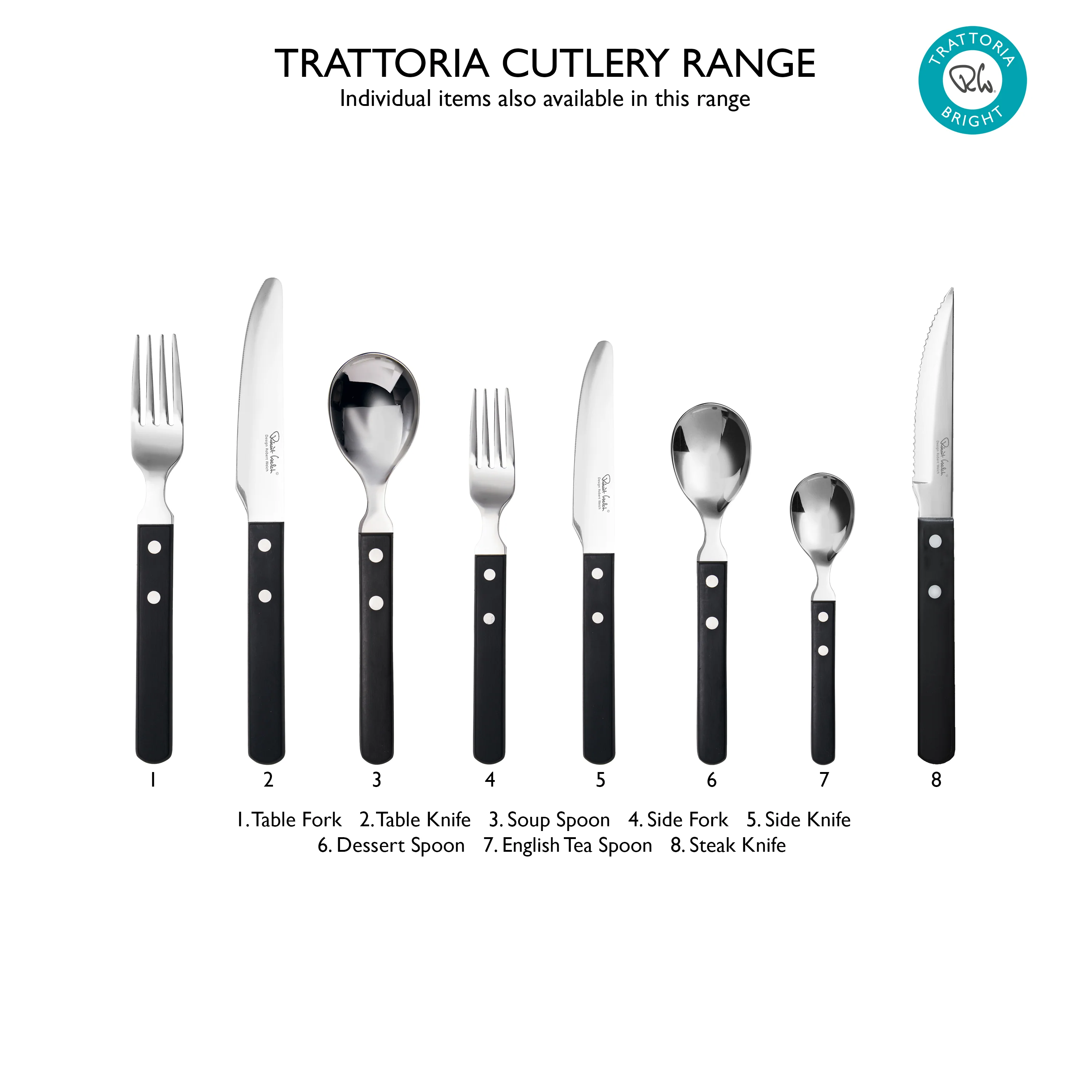 Trattoria Bright Cutlery Set, 42 Piece for 6 People - Image 5