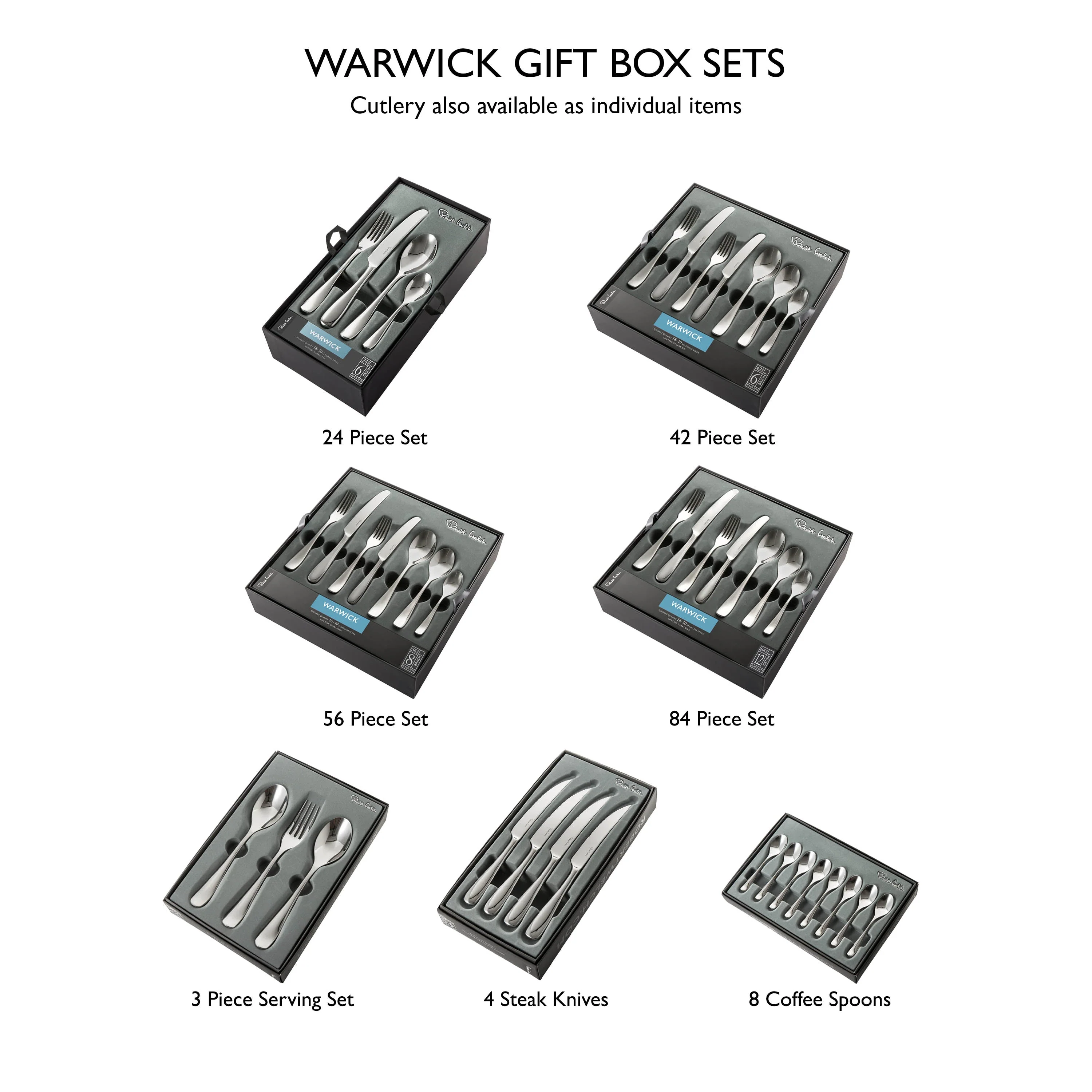 Warwick Bright Cutlery Set, 30 Piece for 6 People - 6 Free Steak Knives - Image 8